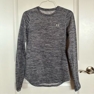 Small Under Armour Compression Shirt Heathered Grey with Thumb Holes